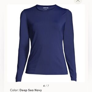 Lands End Women’s Long Sleeve Rash Guard - Navy Blue - Sz Medium